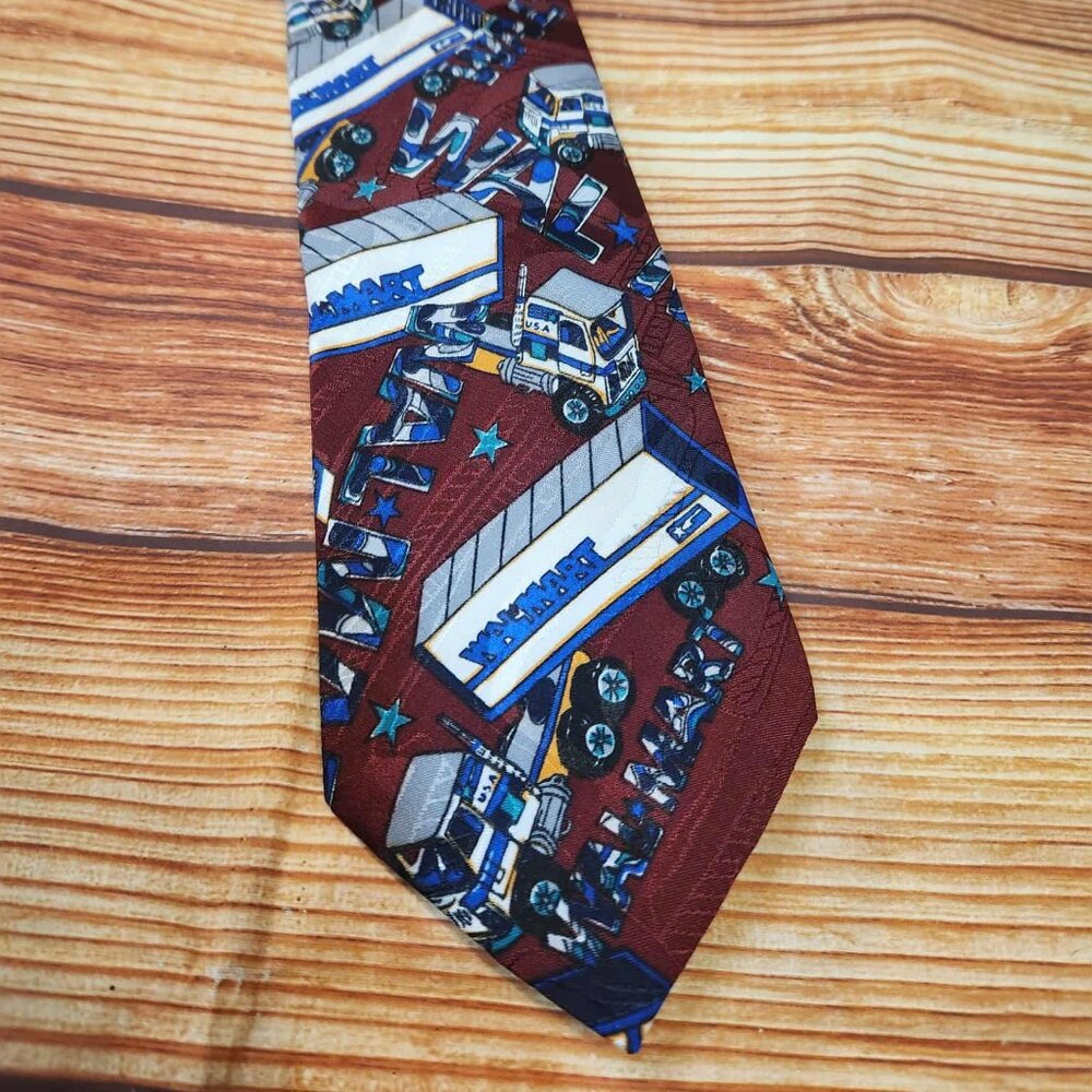 Vintage Company B WALMART Burgundy Semi Truck Polyester Trucker Tie